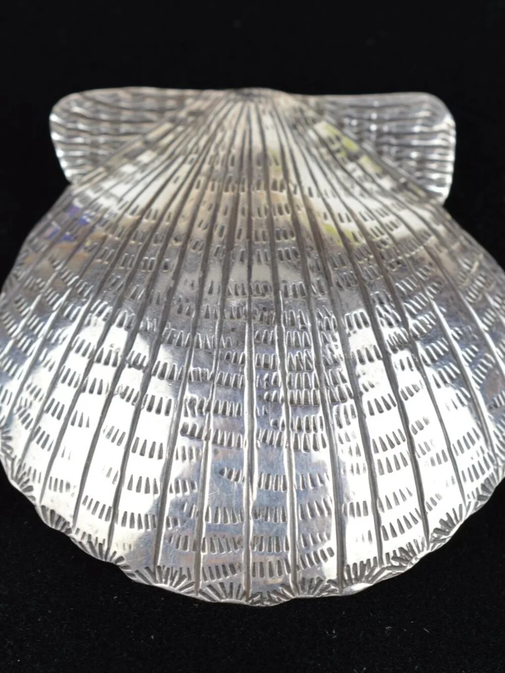 Vintage Sterling Silver Shell Brooch Pendant Scallop 925 Scarf Slide 17.4g